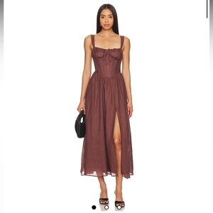 Bordeaux Chocolate Brown Midi Dress